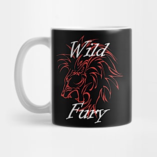 Lion Wild Fury contours red white Mug